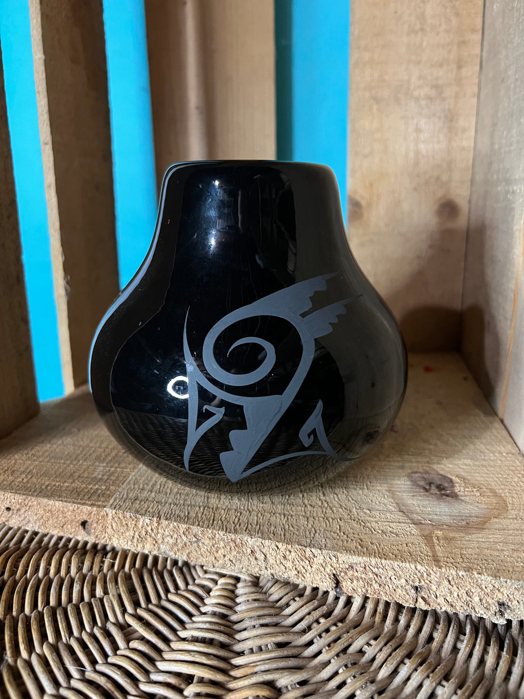 Black Native American Vase Stamped