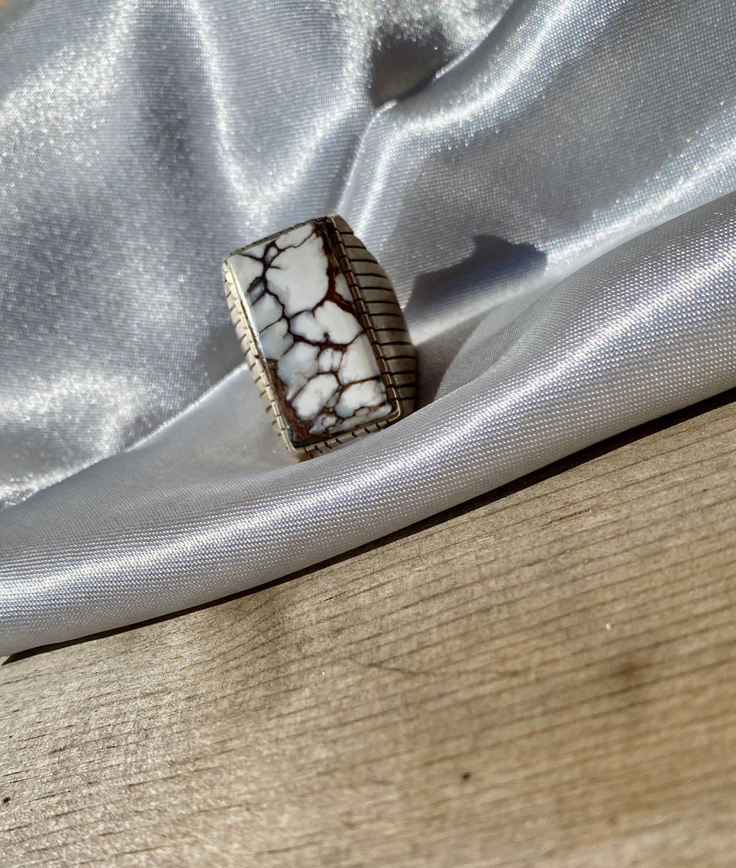 White Buffalo and Sterling Silver ring size 13