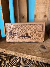 Load image into Gallery viewer, Tan Floral Tooled Checkbook Holder
