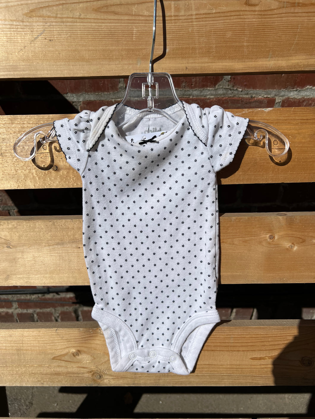 0-3 Month Black and White Floral Onesie