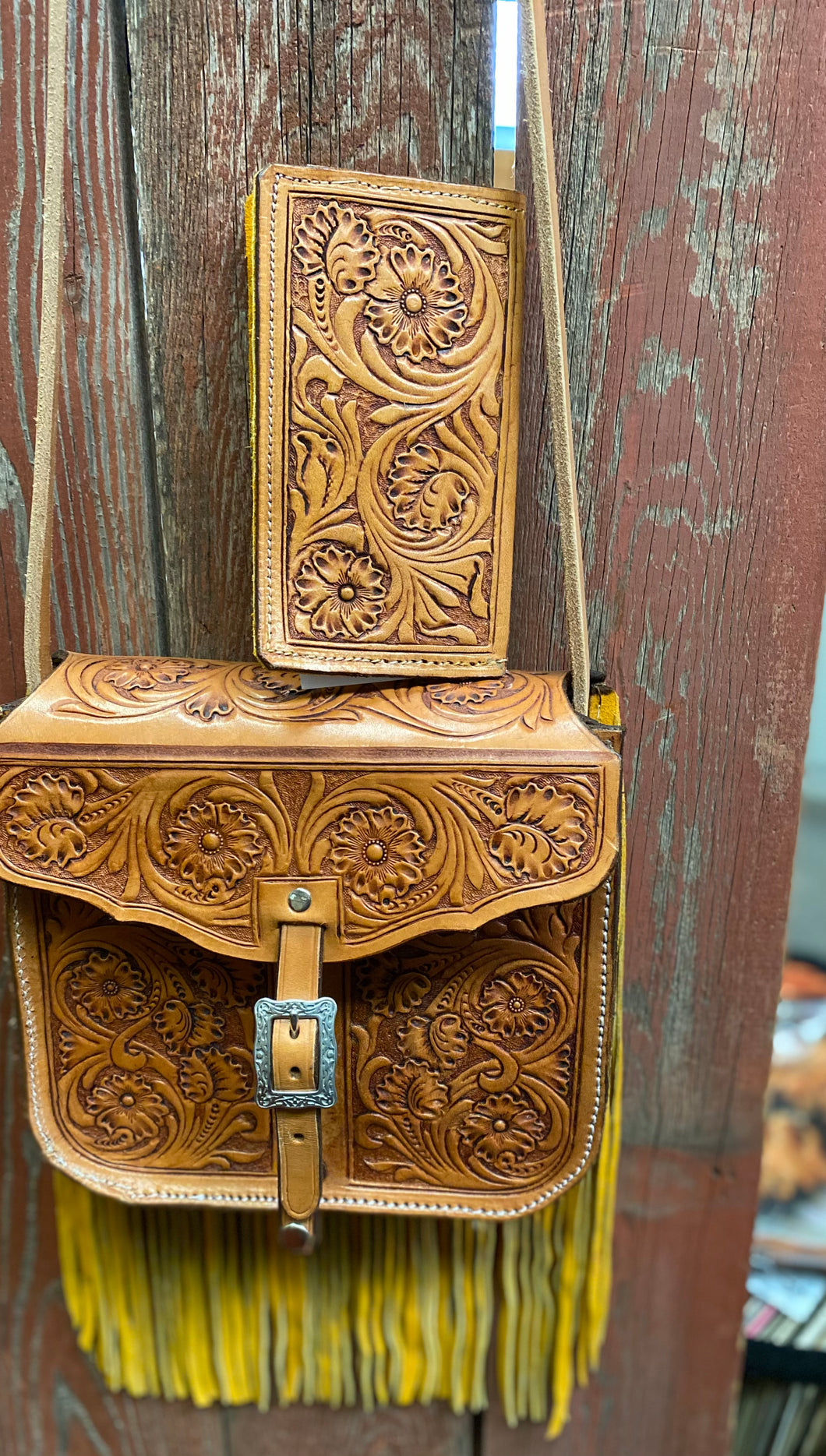 Leather Tooled Purse with matching wallet