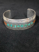 Load image into Gallery viewer, Native American Chip Inlay turquoise cuff
