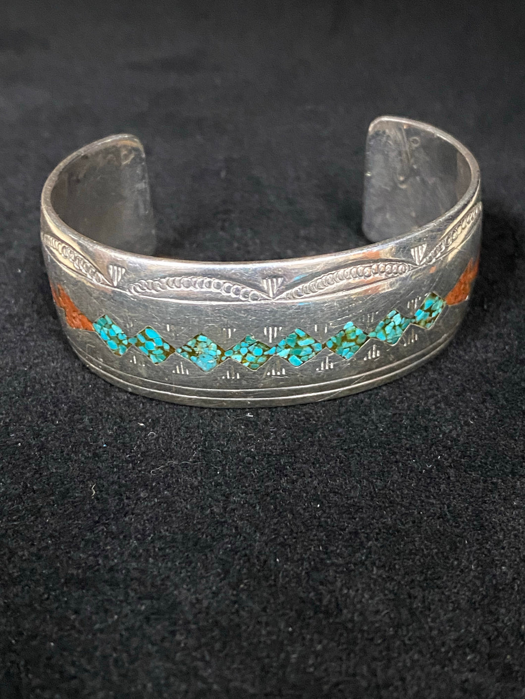 Native American Chip Inlay turquoise cuff