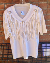 Load image into Gallery viewer, Women’s western fringe and bead top with shoulder pads
