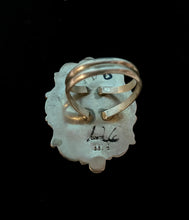 Load image into Gallery viewer, Native American Turquoise Ring Navajo Made, Intricate designs Size 9.5
