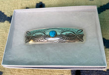 Load image into Gallery viewer, Native American Turquoise Engraved Barrette - Hair Piece
