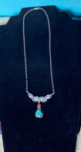Load image into Gallery viewer, Native American Turquoise and Coral Bar Necklace -Marked-  with Leaf Design
