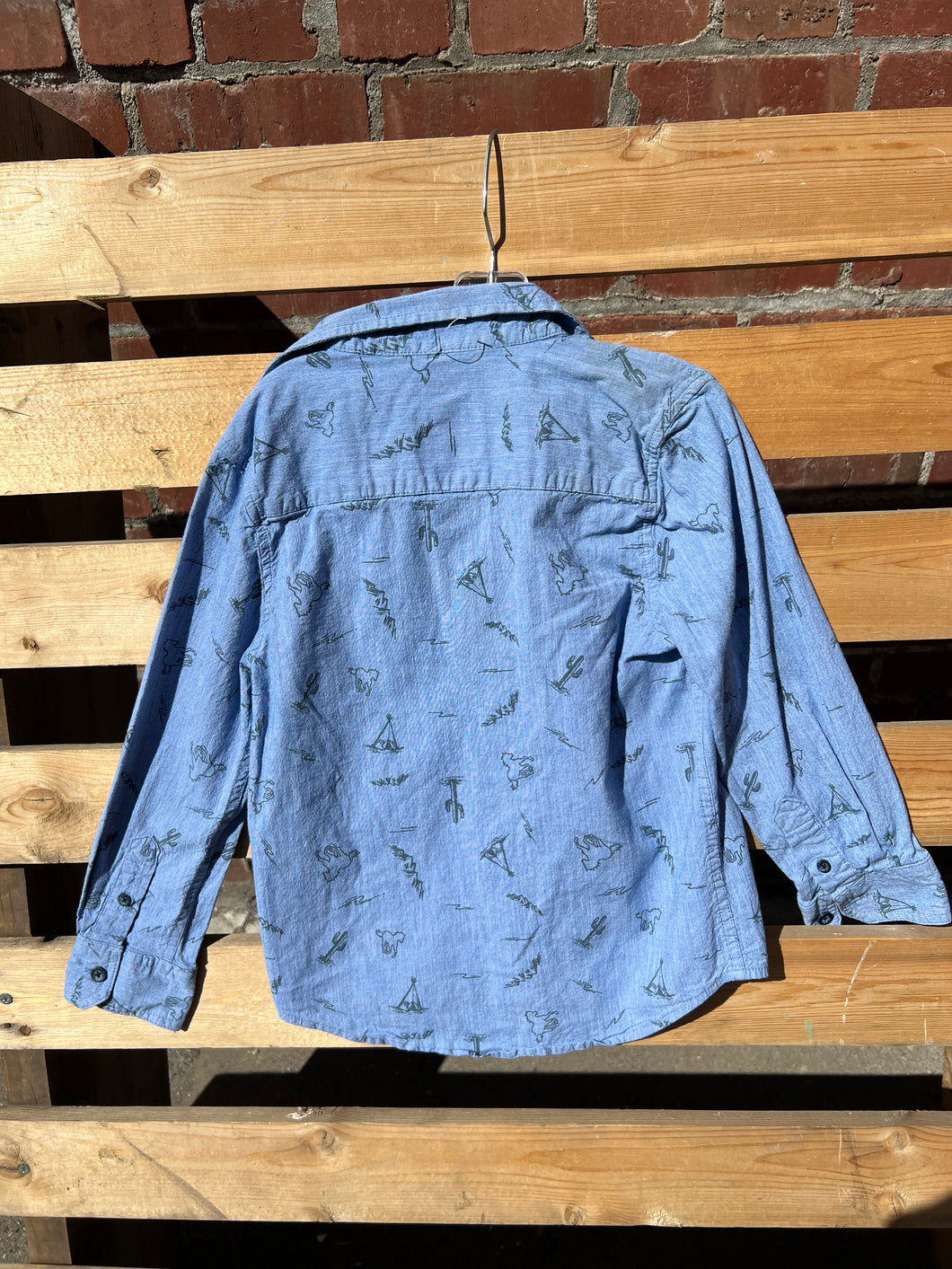 Youth Blue Button Down With Outdoor Designs