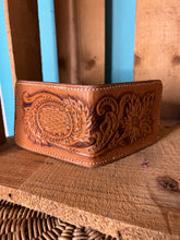 Load image into Gallery viewer, Floral Basket Weave Leather Tooled Wallet
