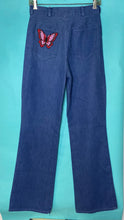 Load image into Gallery viewer, Vintage High Waist 70s jeans - hand stitched butterfly pocket
