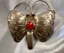 Load image into Gallery viewer, Sterling Silver with Red Stone Dragonfly Pin
